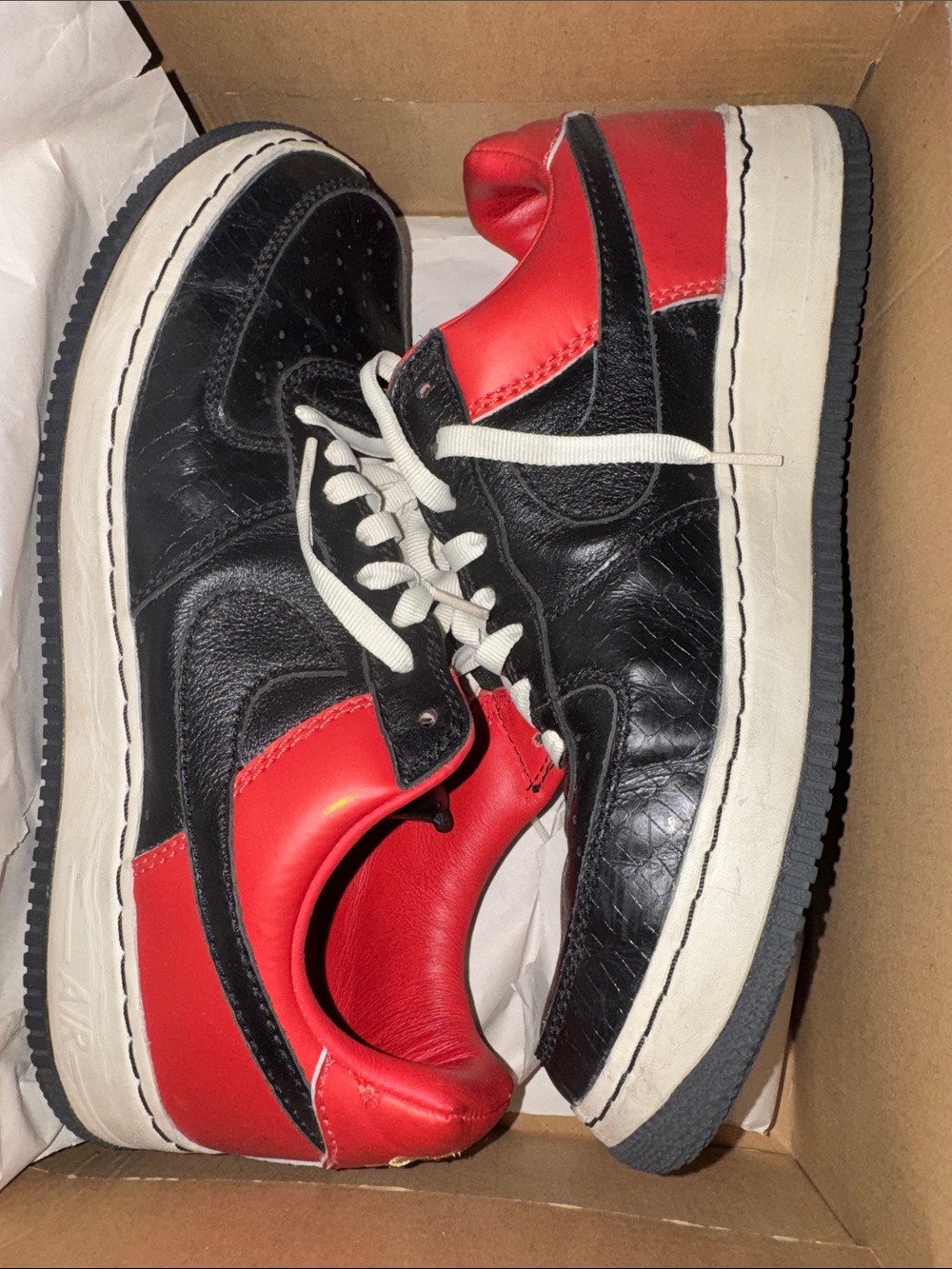 Nike Red and Black Air Force 1 Low Sneakers